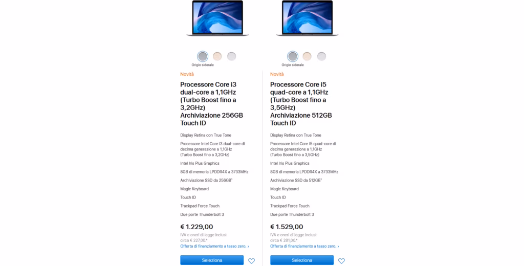Principali opzioni di acquisto per il nuovo MacBook Air di Apple