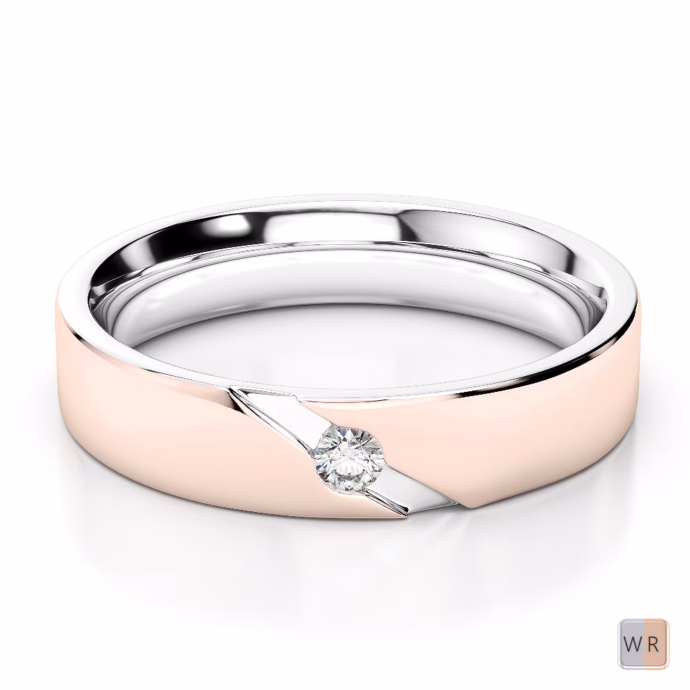 White & Rose Gold Mens Fusion Diamond Wedding Ring AGDR-1289 White & Rose Gold Mens Fusion Diamond Wedding Ring AGDR-1289