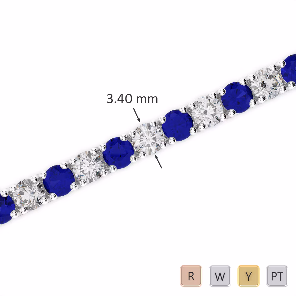 Gold / Platinum Round Cut Sapphire and Diamond Bracelet AGBRL-1009 Gold / Platinum Round Cut Sapphire and Diamond Bracelet AGBRL-1009