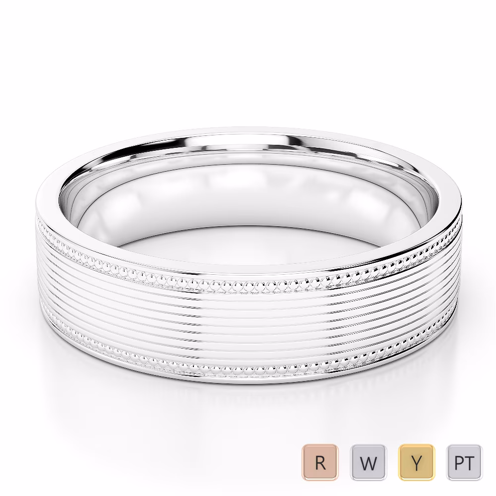 Gold / Platinum Mens Plain Band 5mm AGDR-1238 Gold / Platinum Mens Plain Band 5mm AGDR-1238