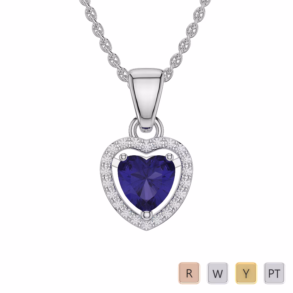 Heart Shape Tanzanite and Diamond Necklaces in Gold / Platinum AGDNC-1066 Heart Shape Tanzanite and Diamond Necklaces in Gold / Platinum AGDNC-1066
