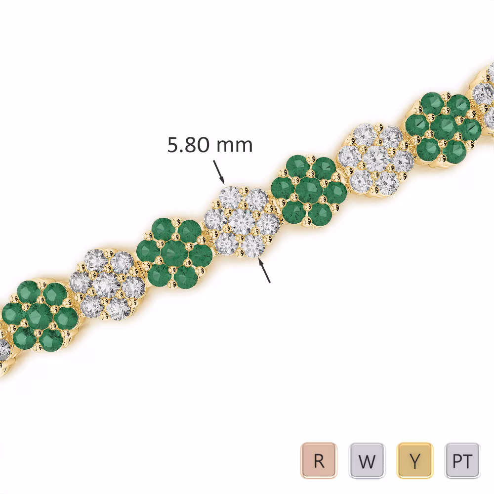 Gold / Platinum Round Cut Emerald and Diamond Bracelet AGBRL-1028 Gold / Platinum Round Cut Emerald and Diamond Bracelet AGBRL-1028