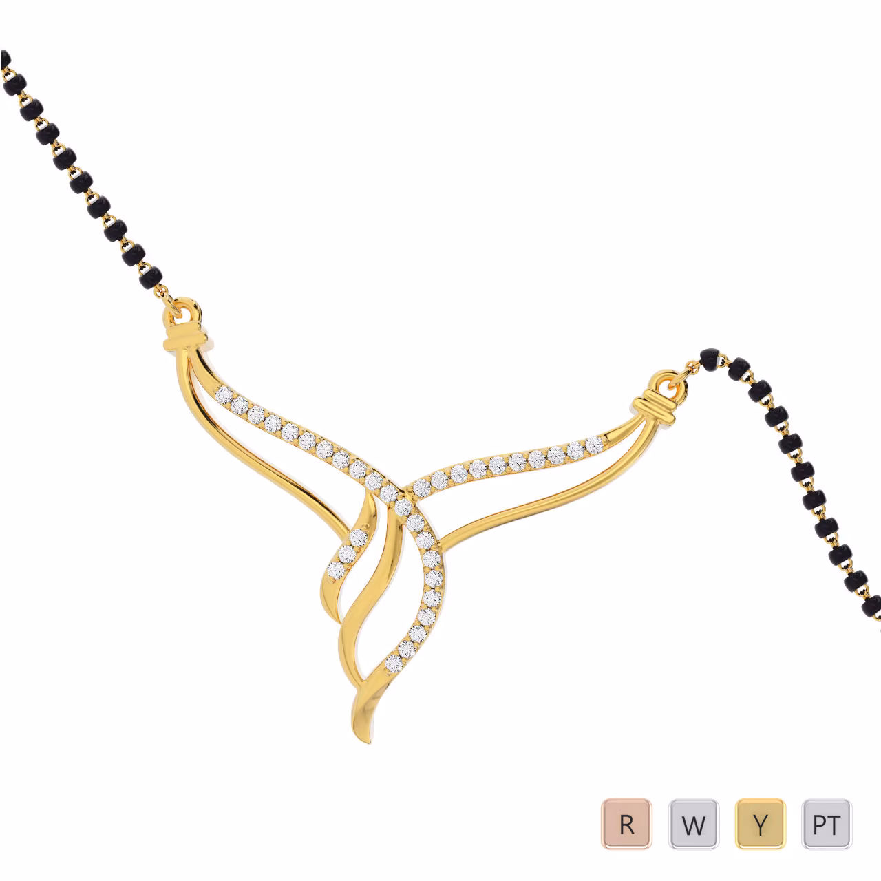 Gold / Platinum Round Cut Diamond Mangalsutra TZ0346 Gold / Platinum Round Cut Diamond Mangalsutra TZ0346