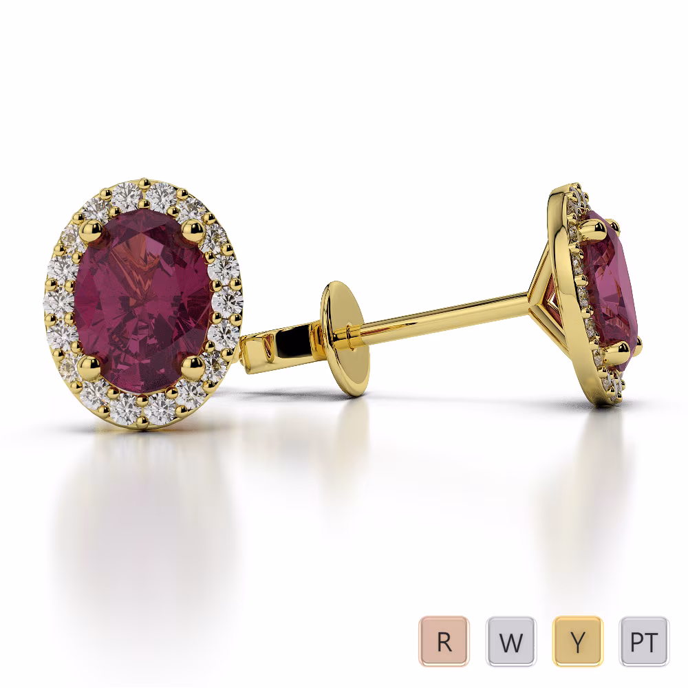 Oval Shape Ruby & Round Cut Diamond Earrings in Gold / Platinum AGER-1072 Oval Shape Ruby & Round Cut Diamond Earrings in Gold / Platinum AGER-1072