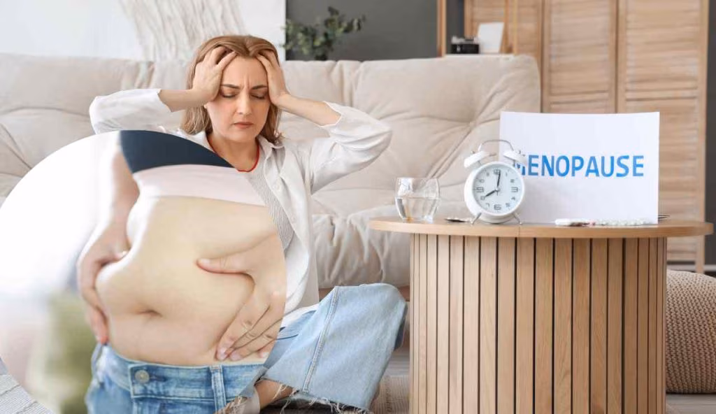 Donna in menopausa e pancia gonfia