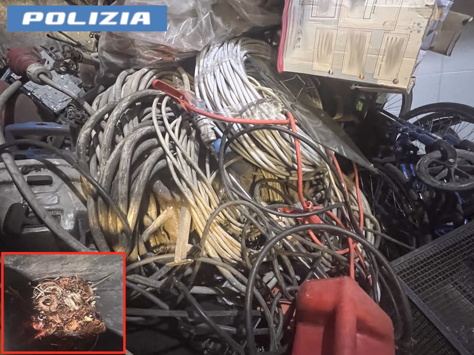 Operazione “Oro Rosso”, la Polizia di Stato scopre a Catania un deposito abusivo con oltre 300 chili di cavi elettrici e rame