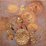 LA DANZA DEL SOLE - Tecnica mista su juta cm 50x50 - Feofeo 2011