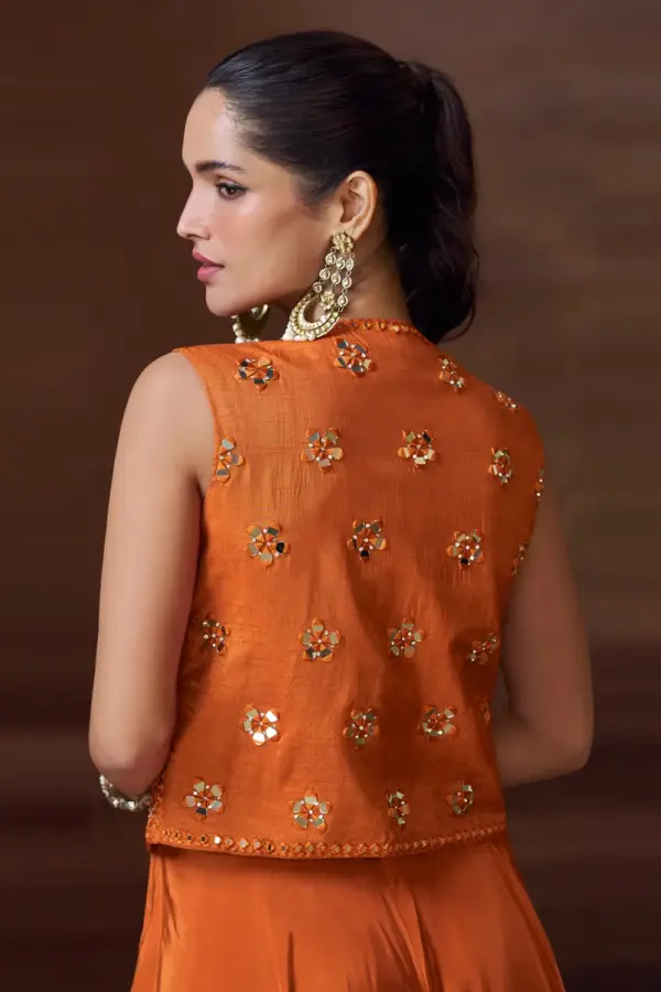 Back Detail of the Orange Indo-Western Set