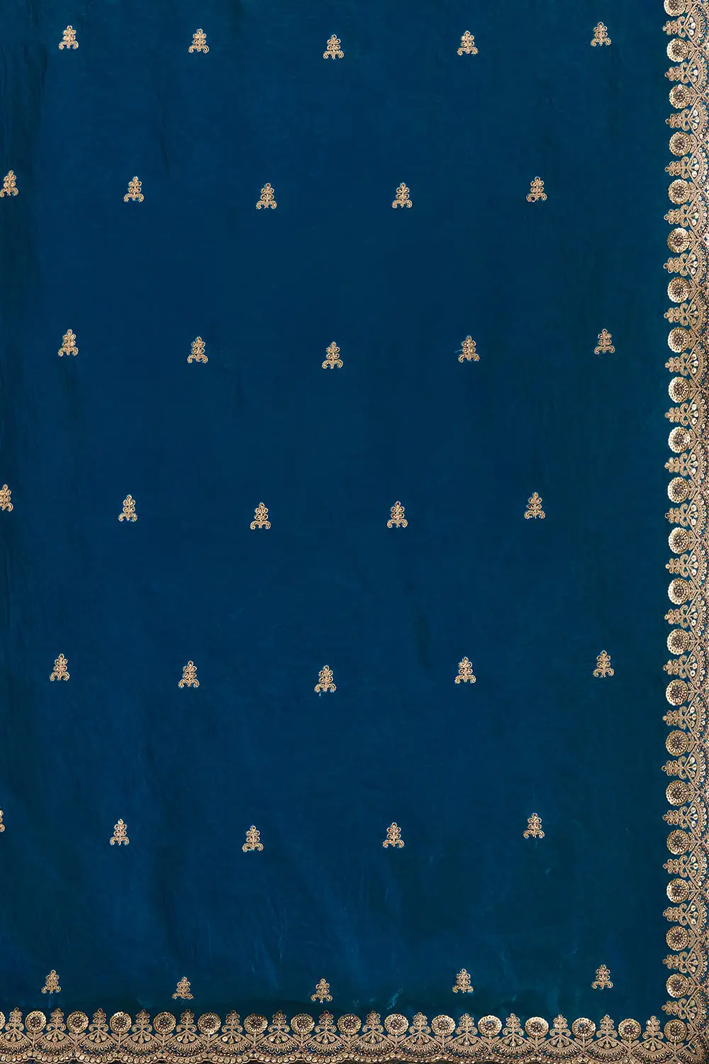 Dove blue tissue silk dupatta with zari and sequins work