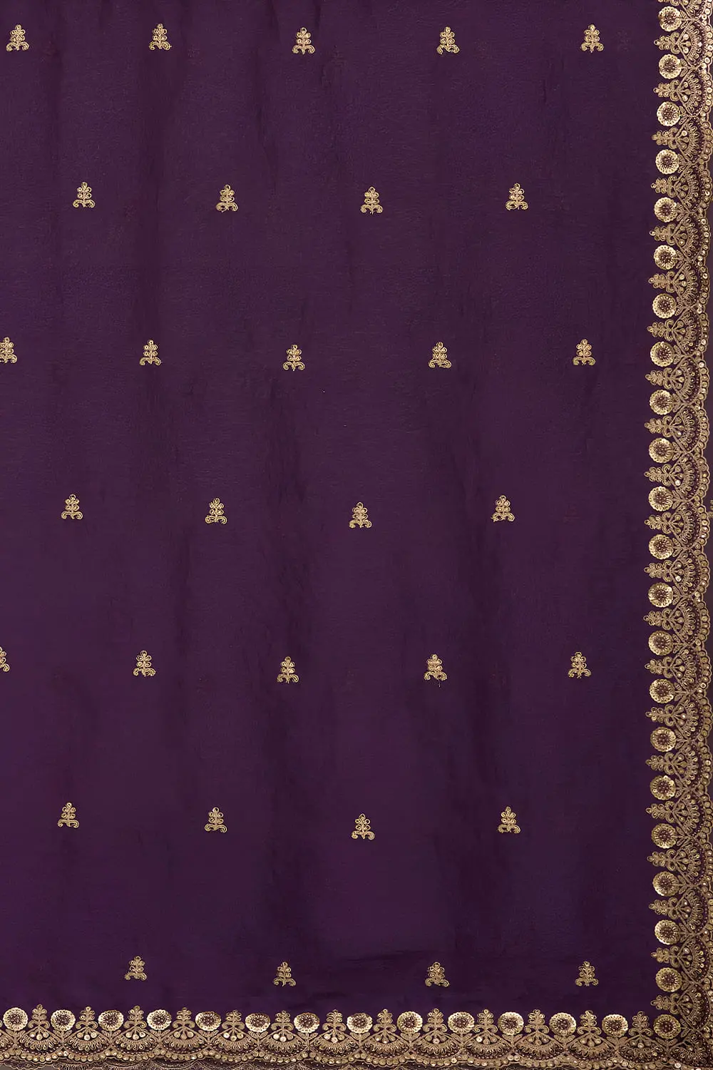 Purple tissue silk dupatta with zari and sequins work