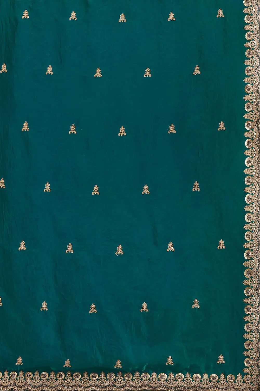 Rama green tissue silk dupatta with zari and sequins work