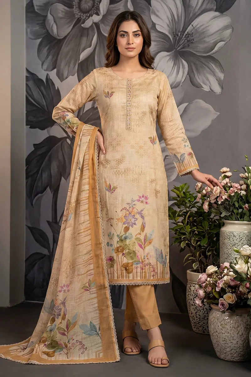 Yellow Pure Cotton Linen Kurta Set with Shimmer Print, Handwork and Rayon Bottom Yellow Pure Cotton Linen Kurta Set with Shimmer Print, Handwork and Rayon Bottom