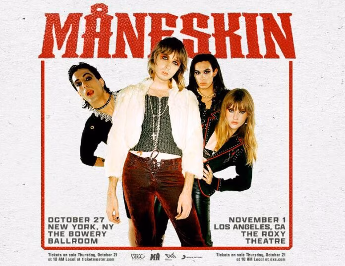 Maneskin, due show a New York e Los Angeles