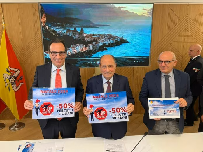 Sconto del 50% sui biglietti aerei a Natale, Schifani “Contro il caro voli”