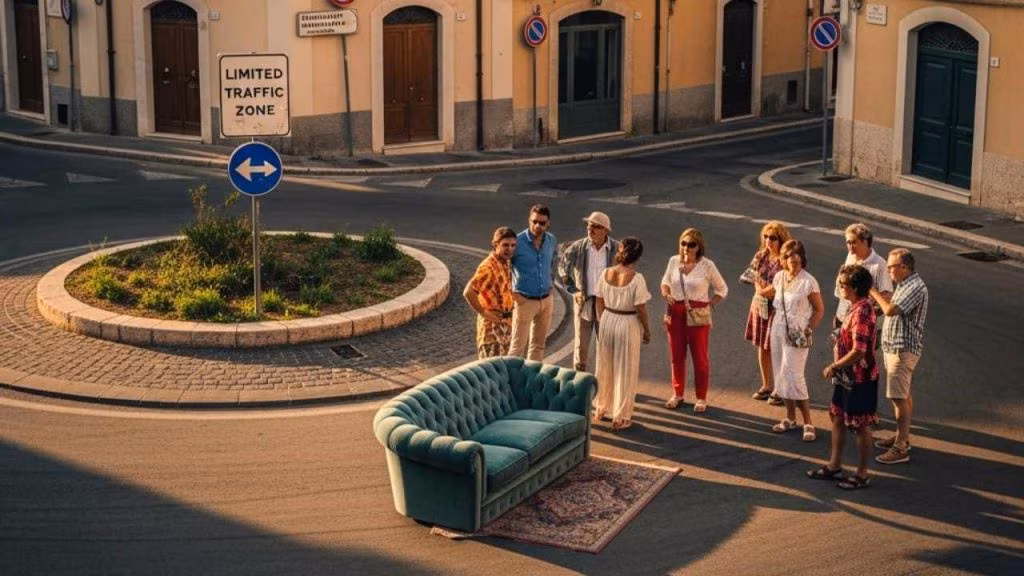 divano al centro strada ztl - foto (C) Mediaoneonline.it