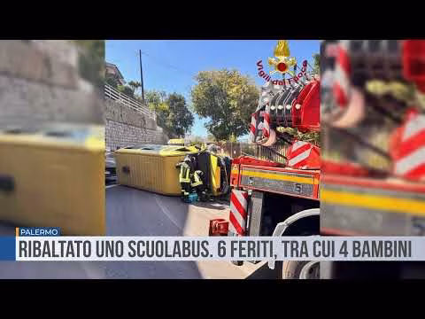 Palermo. Ribaltato uno scuolabus