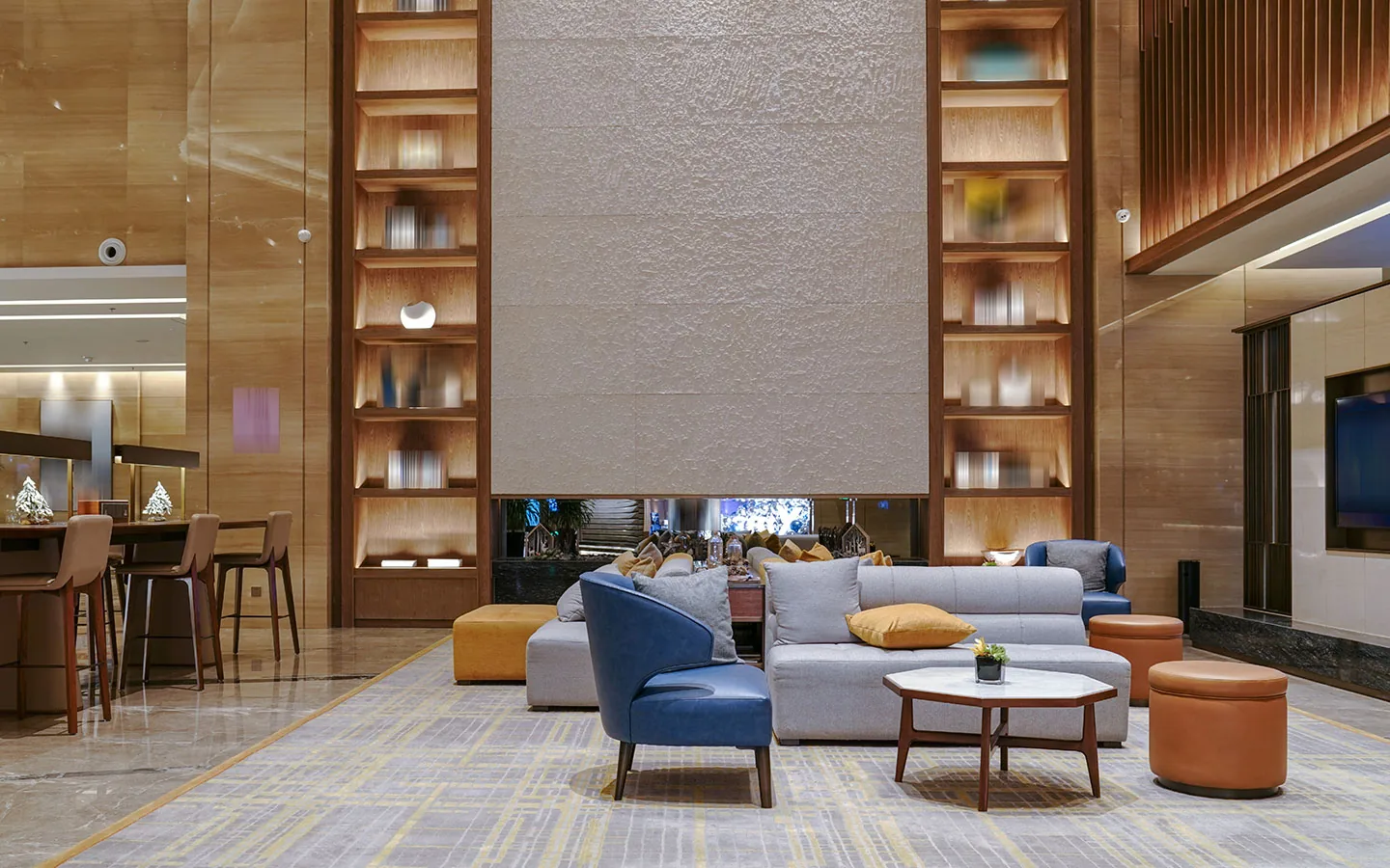 Luxury hotel room with premium furnishing and elegant interior design