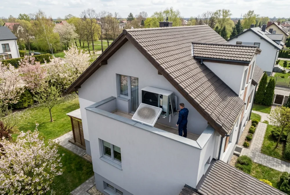 Zračni filter z nabranim prahom ob sodobni stenski enoti