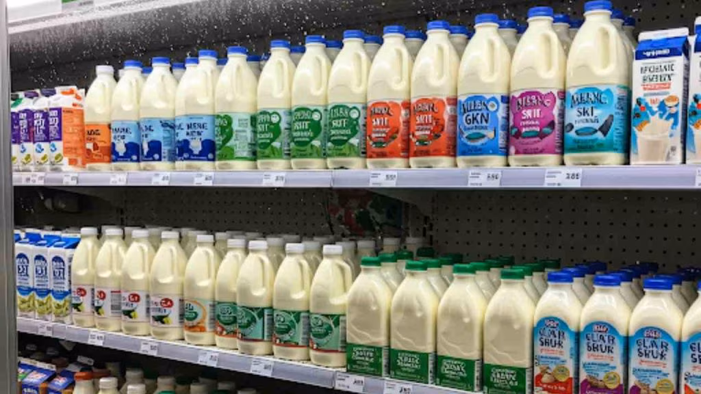 Bottiglie di latte al supermercato - foto (C) teleone.it