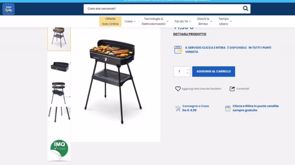 Barbecue elettrico (foto eurospin) - teleone.it