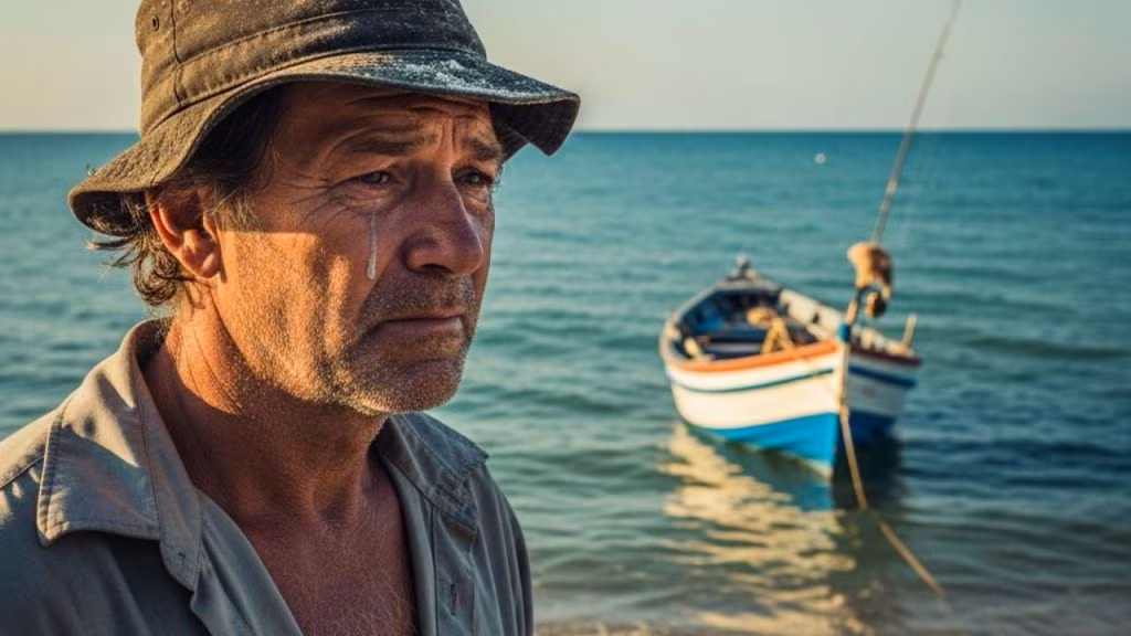 Foto triste pescatore - foto (C) Teleone.it