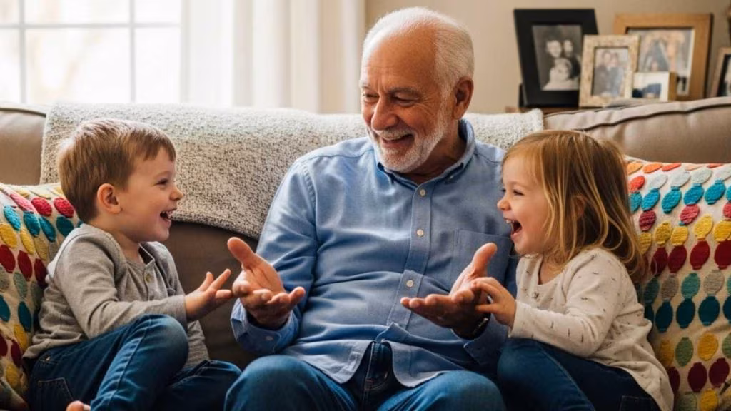 nonno parla con nipotini - foto (C) Teleone.it