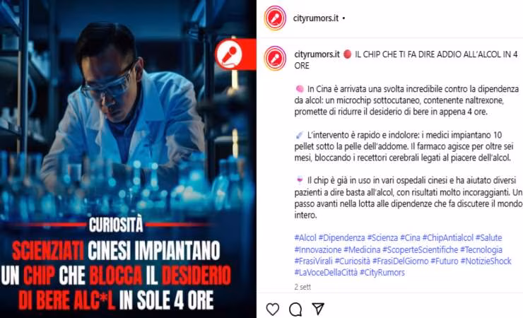 addio all'alcol in 4 ore (screenshot instagram energycue.it) - teleone.it