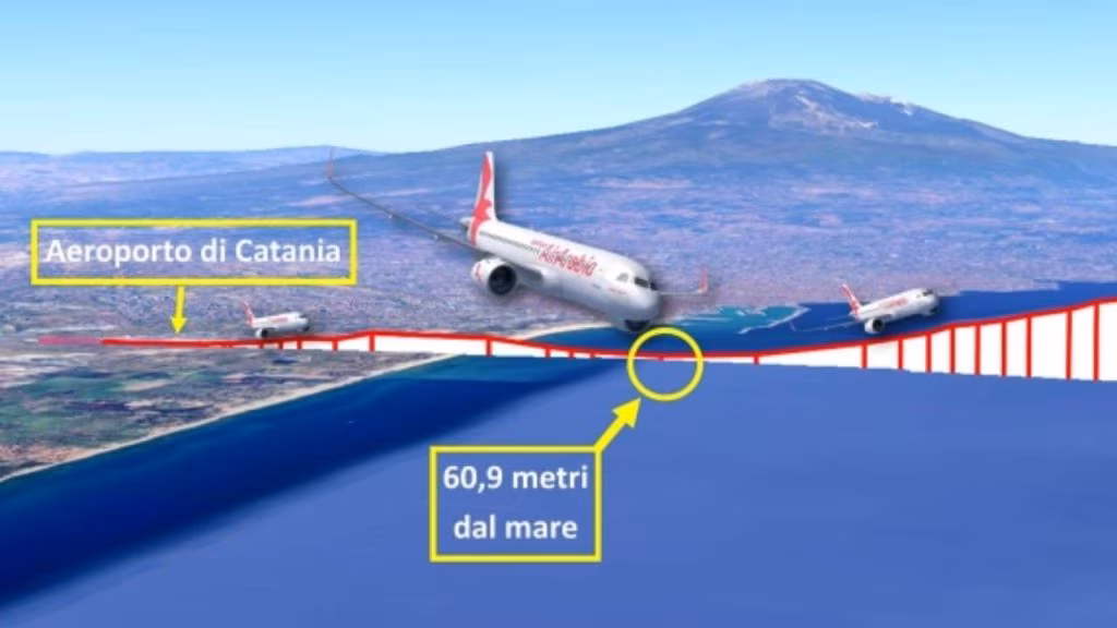 aereo 50 metri mare catania (foto corriere) - teleone.it